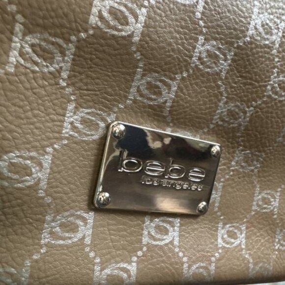 BEBE Large WRISTLET~ALEXIS LOGO Tan w/Gold Studs - Picture 2 of 5